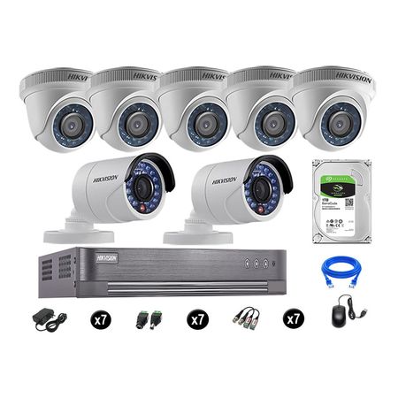 Cámaras Seguridad Hikvision Kit 7 Vigilancia Hd 720P + Disco 1Tb Oferta P2P Hdmi