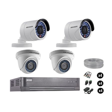 Cámaras Seguridad Hikvision Kit 4 Vigilancia Hd 720P + Cable Hdmi Seguridad P2P