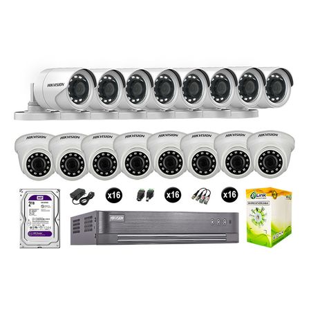 Cámaras Seguridad Hikvision Kit 16 Vigilancia Full Hd 1080P + Disco 2Tb Completo