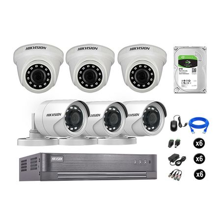 Cámaras Seguridad Hikvision Kit 6 Vigilancia Full Hd 1080P Disco 2Tb Oferta P2P