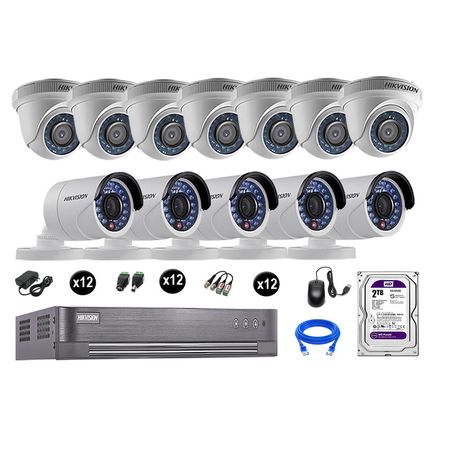 Cámaras Seguridad Hikvision Kit 12 Vigilancia Hd 720P Disco 2Tb Oferta P2P Hdmi