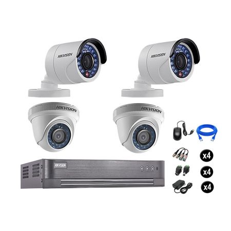 Cámaras Seguridad Hikvision Kit 4 Vigilancia Hd 720P + Cable Hdmi Oferta P2P