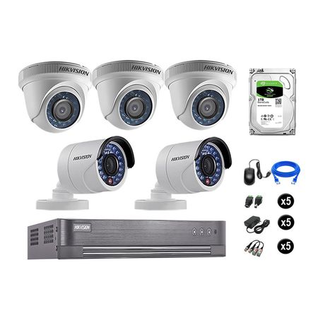 Cámaras Seguridad Hikvision Kit 5 Vigilancia Hd 720P + Disco 1Tb Oferta P2P Hdmi