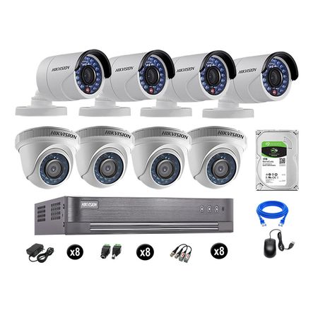 Cámaras Seguridad Hikvision Kit 8 Vigilancia Hd 720P + Disco 1Tb Oferta P2P Hdmi