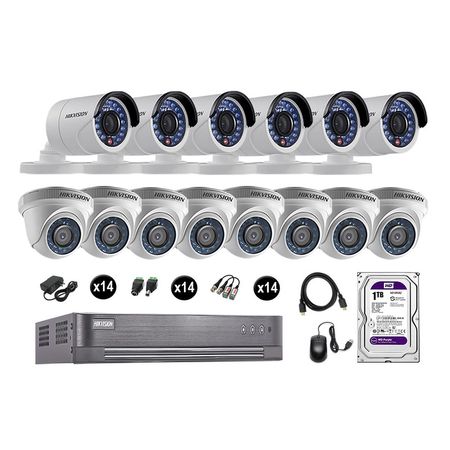 Cámaras Seguridad Hikvision Kit 14 Vigilancia Hd 720P Disco 1Tb Oferta P2P Hdmi