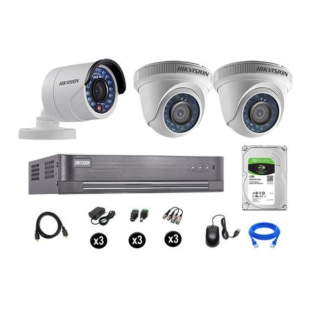 Cámaras Seguridad Hikvision Kit 3 Vigilancia Hd 720P + Disco 1Tb Oferta P2P Hdmi