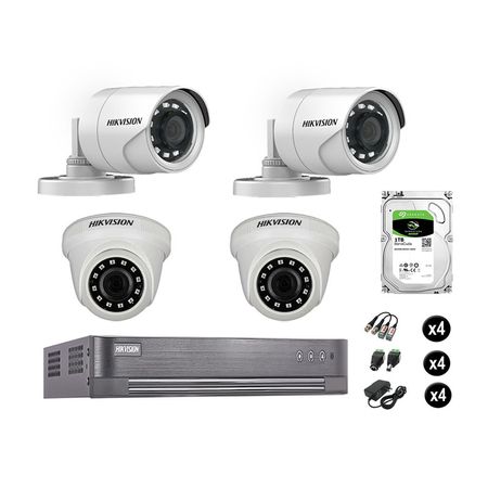 Cámaras Seguridad Hikvision Kit 4 Vigilancia Full Hd 1080P Disco 1Tb Oferta P2P