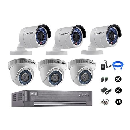 Cámaras Seguridad Hikvision Kit 6 Vigilancia Hd 720P + Cable Hdmi Oferta P2P