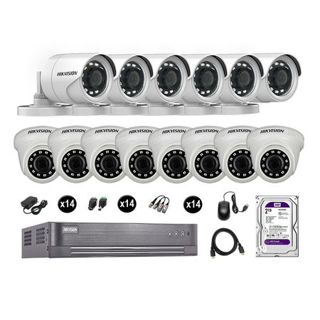 Cámaras Seguridad Hikvision Kit 14 Vigilancia Full Hd 1080P + Disco 2Tb Oferta