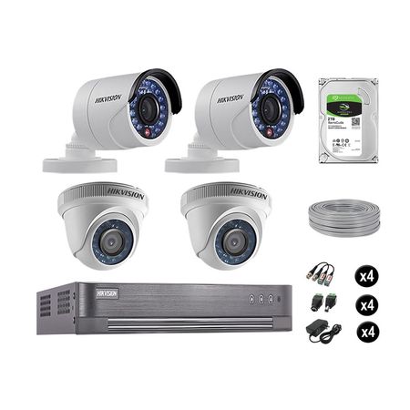 Cámaras Seguridad Hikvision Kit 4 Vigilancia Hd 720P + Disco 2Tb Completo P2P