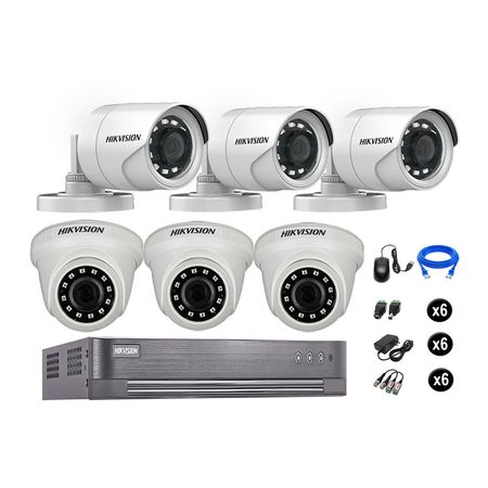 Cámaras Seguridad Hikvision Kit 6 Vigilancia Full Hd 1080P + Cable Hdmi Oferta