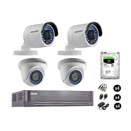 Cámaras Seguridad Hikvision Kit 4 Vigilancia Hd 720P + Disco 1Tb Oferta P2P Hdmi