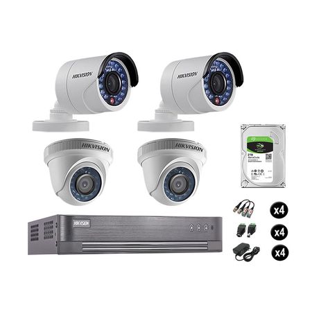 Cámaras Seguridad Hikvision Kit 4 Vigilancia Hd 720P + Disco 2Tb Oferta P2P Hdmi