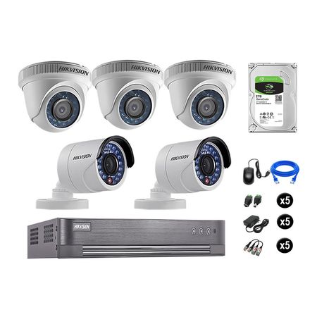 Cámaras Seguridad Hikvision Kit 5 Vigilancia Hd 720P + Disco 2Tb Oferta P2P Hdmi