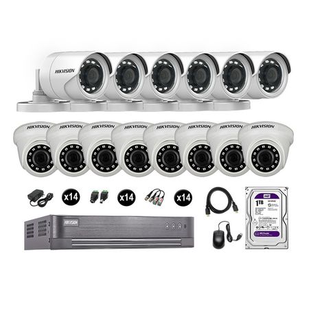 Cámaras Seguridad Hikvision Kit 14 Vigilancia Full Hd 1080P + Disco 1Tb Oferta