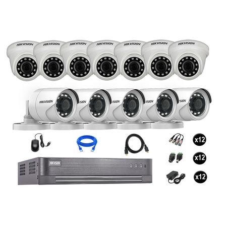 Cámaras Seguridad Hikvision Kit 12 Vigilancia Full Hd 720 Cable Hdmi Oferta P2P