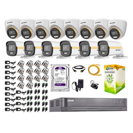 Cámaras Seguridad Kit 14 Hikvision Full Hd 1080p | Colorvu Visión Nocturna a Color + Disco 1tb