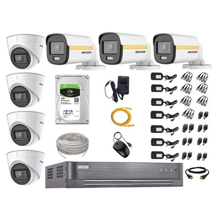 Cámaras Seguridad Hikvision Kit 07 Full Hd 1080p | Colorvu Visión Nocturna a Color + Disco 1tb