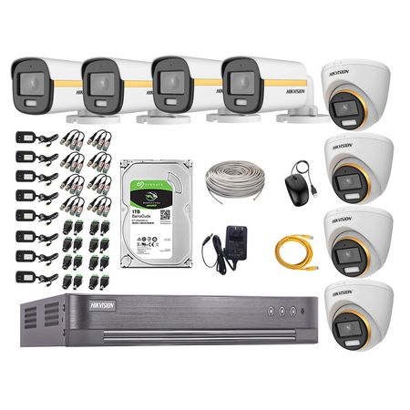 Cámaras Seguridad Kit 08 Hikvision Full Hd 1080p | Colorvu Visión Nocturna a Color + Disco 1tb