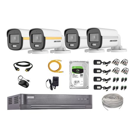 Cámaras Seguridad Exterior Tubo Kit 4 1080p Colorvu Visión Nocturna a Color + Disco 1tb