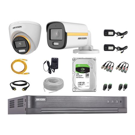 Cámaras Seguridad Kit 02 Hikvision Full Hd 1080p | Colorvu Vision Nocturna a Color + Disco 1tb