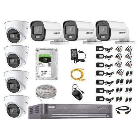 Kit 7 Cámaras Seguridad Hikvision 5mp + Disco 2tb Colorvu Vision Nocturna a Color