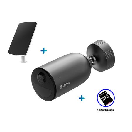 Cámara Seguridad EZVIZ Wifi Exterior EB3 / Panel Solar + Micro SD 64GB