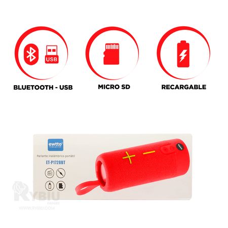 Parlante Bluetooth Inalambrico Rojo EWTTO ET-P1728BT