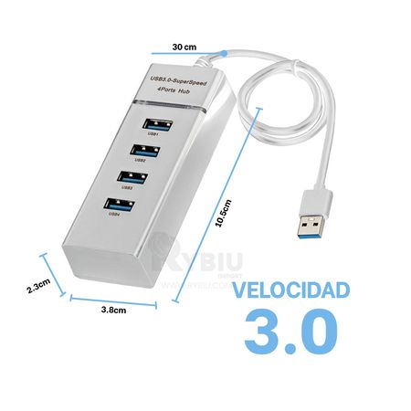 Hub 4 Puertos USB Indicador Led Super Speed Blanco