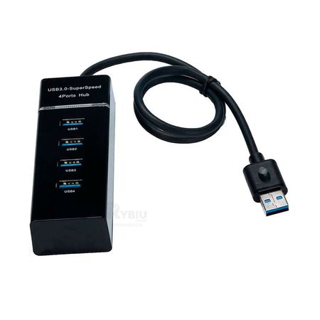 Adaptador 4 Puertos USB Super Speed Negro