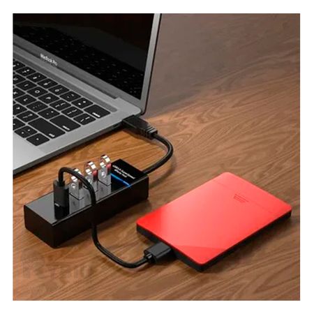 Hub USB 3.0 de 4 Puertos Celular Negro