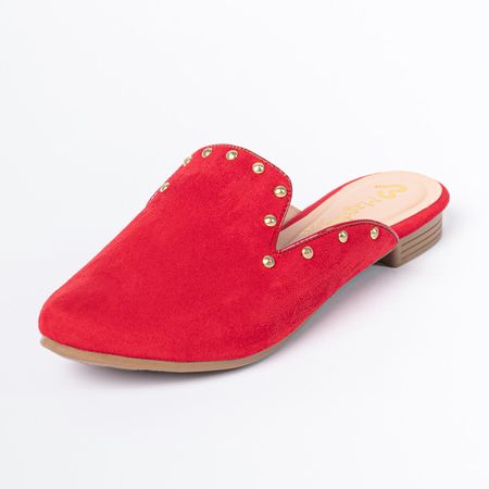 Zapatos Mules Mujer Tachas Rojo Talla 38