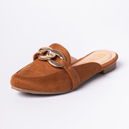 Zapatos Mules Mujer Maxi Cadena Camel Talla 39