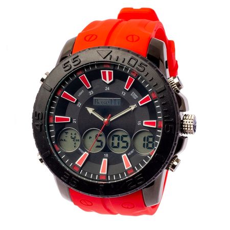 Reloj Boselli B114 Acuático Doble Hora Color Rojo