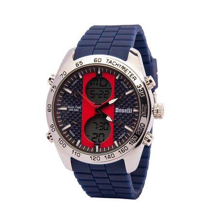 Reloj Boselli B165 Acuático Doble Hora Color Azul