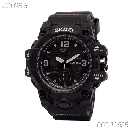 Reloj Skmei 1155B Acuático Doble Hora Color Negro