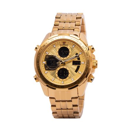 Reloj Naviforce NF9197 Acuático Doble hora Color Oro