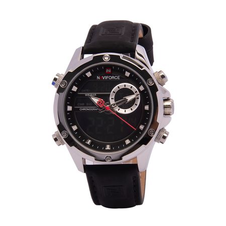 Reloj Naviforce NF9208 Acuático Doble hora Color Negro