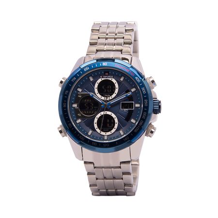 Reloj Naviforce NF9197 Acuático Doble hora Color Plata