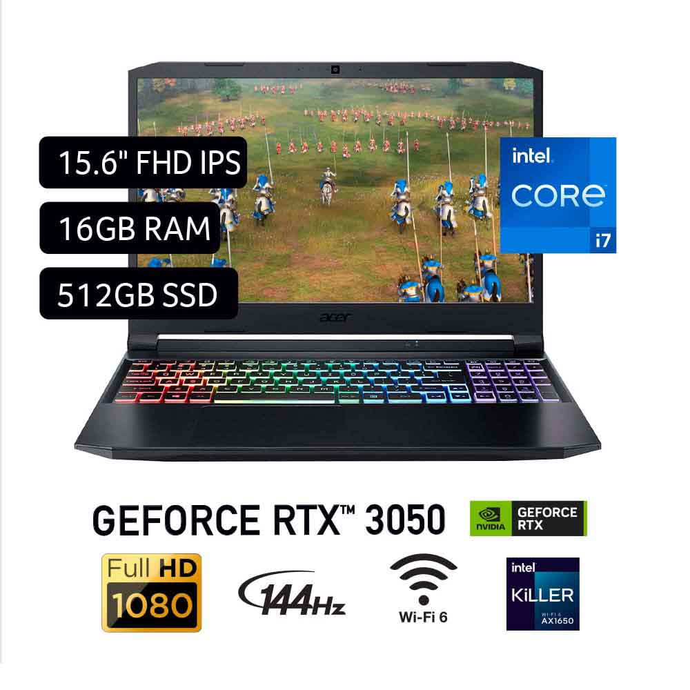 Laptop Gamer ACER Nitro 5 AN515-57-75EK 15.6" Intel Core i7 11va generación 16GB 512GB SSD
