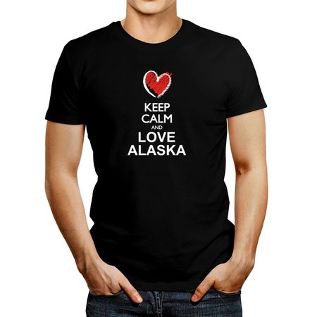 Polo de Hombre Idakoos Keep Calm And Love Alaska Chalk Style Negro XS