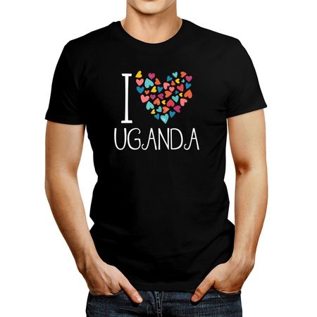 Polo de Hombre Idakoos I Love Uganda Colorful Hearts Negro L