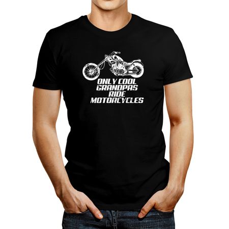 Polo de Hombre Idakoos Only Cool Grandpas Ride Motorcycles Negro L