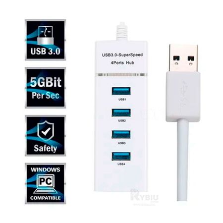 Puerto Hub Extensor USB 3.0 Blanco