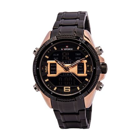 Reloj Naviforce NF9201 Acuático Doble hora Color Negro