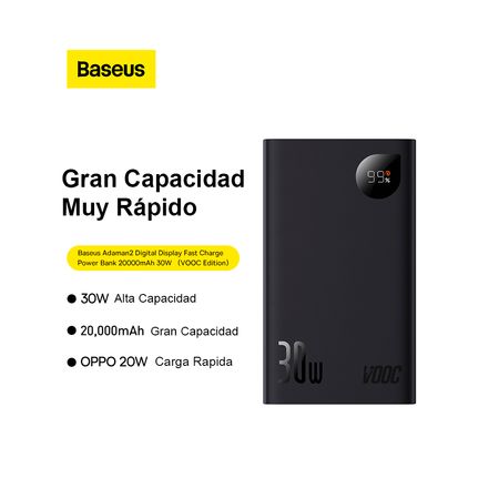 Power Bank Carga rápida Baseus 20000mAh 30W Adaman2 Pantalla digital