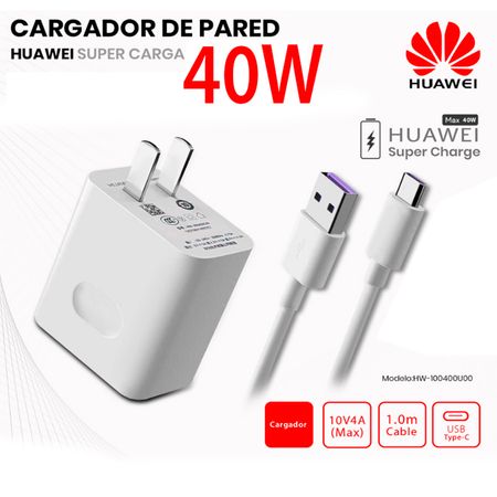 Cargador Generico Compatible con Huawei Supercharge 40W Tipo C Carga Rápida tipo C USB 3.0