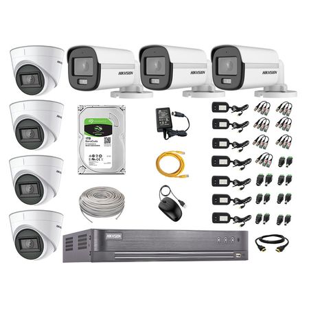 Kit 7 Cámaras Seguridad Hikvision 5mp + Disco 1tb Colorvu Vision Nocturna a Color