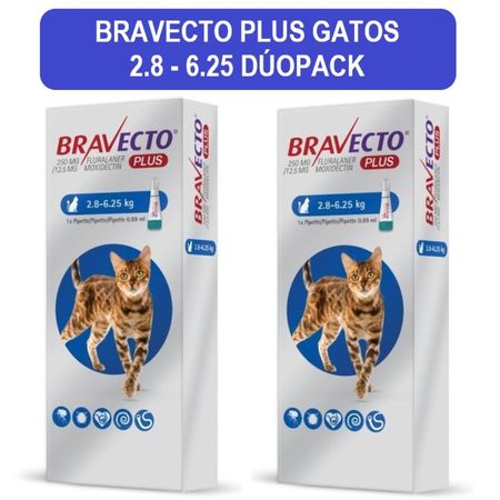 Antipulgas para Gatos Bravecto 250 MG 2.8 a 6.25 Kg Dúopack