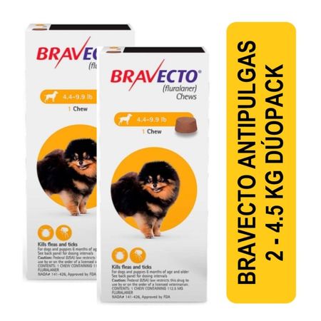 Antipulgas para Perros Bravecto 112.5 mg 2 a 4.5 Kg Dúopack
